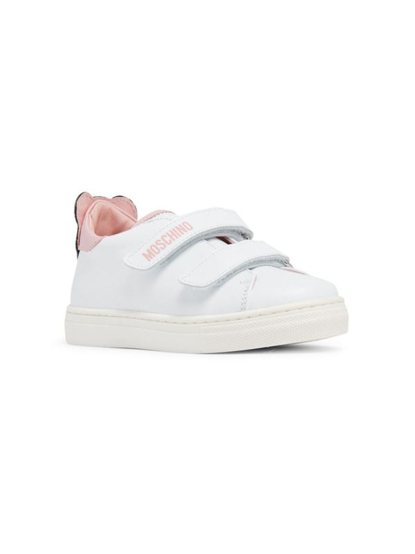 Moschino Kids Teddy Bear-appliqué leather sneakers - White