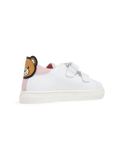 Shop Moschino Teddy Bear Touch-strap Sneakers In White
