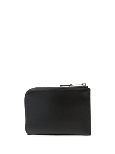Palm Angels Rectangular Black Leather Card Wallet In Black