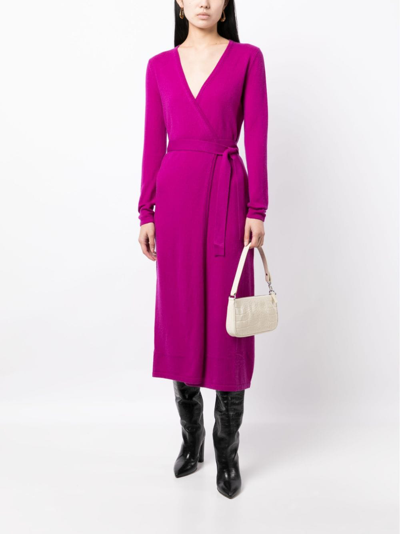 Shop Diane Von Furstenberg Astrid V-neck Knitted Wrap Dress In Purple