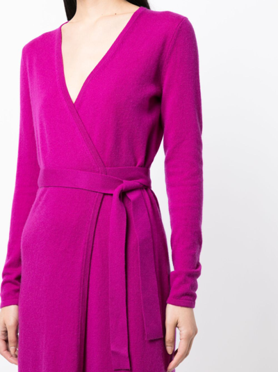Shop Diane Von Furstenberg Astrid V-neck Knitted Wrap Dress In Purple