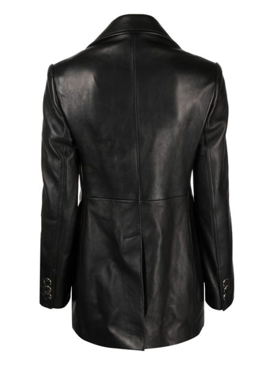 Shop Durazzi Milano Single-breasted Leather Blazer In Black