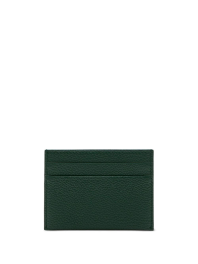 Shop Burberry Tb-plaque Grained-leather Cardholder In Green