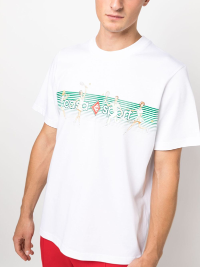 Shop Casablanca Logo-print Organic-cotton T-shirt In White