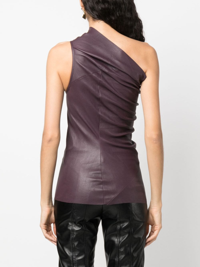 Rick Owens Athena Leather Tank Top In Purple