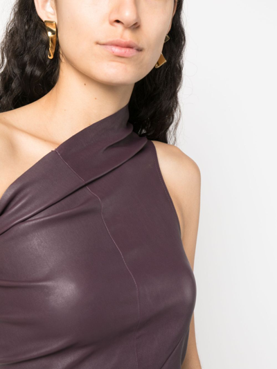 Rick Owens Athena Leather Tank Top In Purple