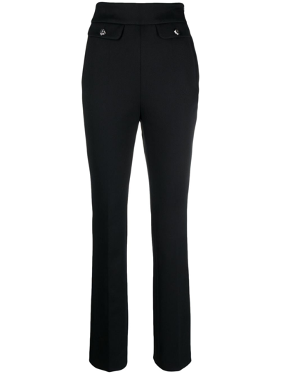 Shop Hugo Boss High-waisted Slim-cut Trousers In Black