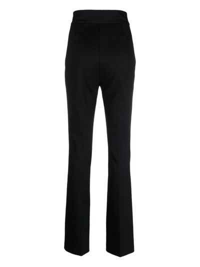 Shop Hugo Boss High-waisted Slim-cut Trousers In Black