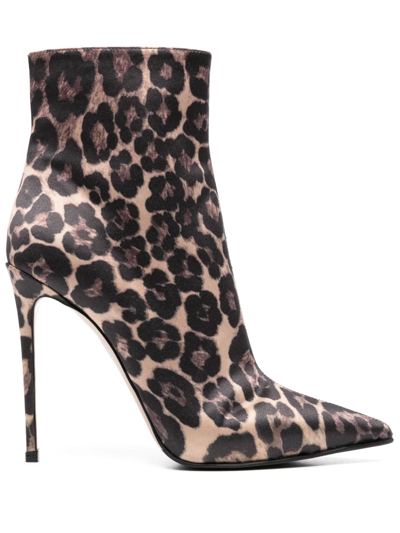 Shop Le Silla Eva 120mm Leopard-print Boots In Brown