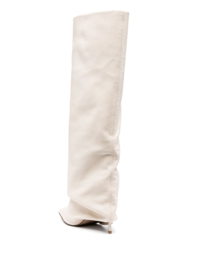 Shop Le Silla Andy 120mm Knee-high Leather Boots In Neutrals