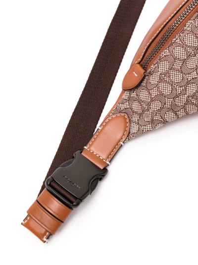 Shop Coach Charter Monogram-jacquard Leather Belt Bag In Brown