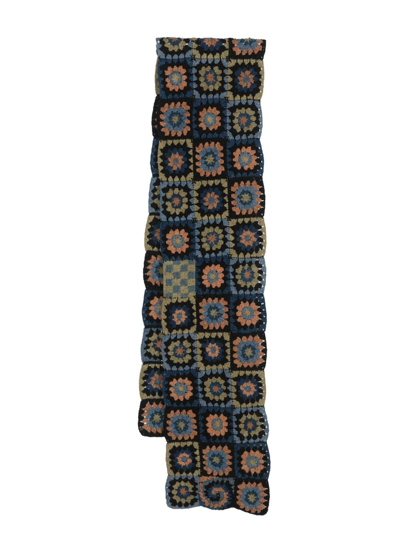 Shop Story Mfg. Crochet-knit Cotton Scarf In Blue