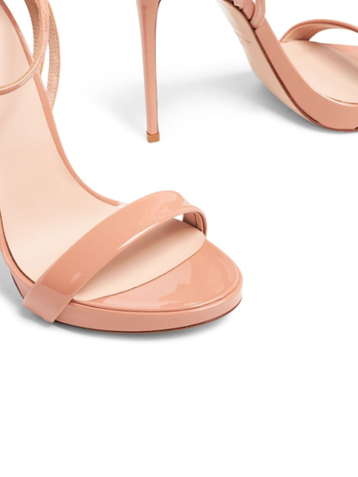 Shop Le Silla Gwen 120mm Patent-finish Sandals In Neutrals