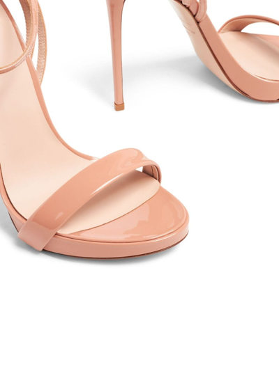 Le Silla Gwen 120mm Patent-finish Sandals In Neutrals