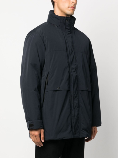 Shop Stone Island Logo-patch Padded Down Parka In Blue