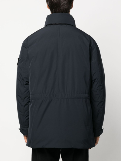 Shop Stone Island Logo-patch Padded Down Parka In Blue