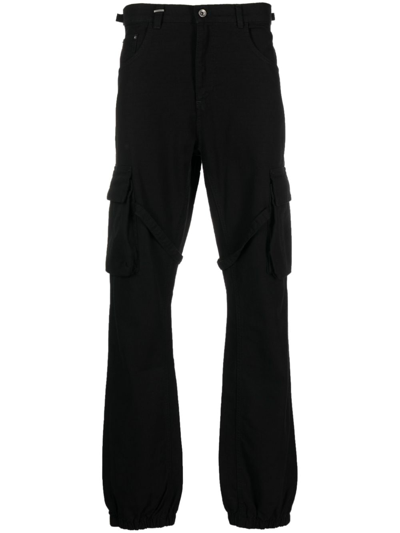 Shop Flaneur Homme Straight-leg Cotton Cargo Trousers In Black