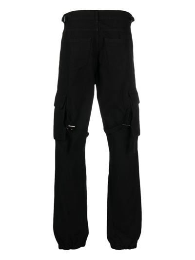 Shop Flaneur Homme Straight-leg Cotton Cargo Trousers In Black