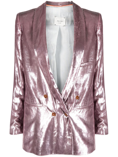 Shop Alysi Shawl-lapels Double-breasted Blazer In Purple