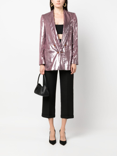 Shop Alysi Shawl-lapels Double-breasted Blazer In Purple