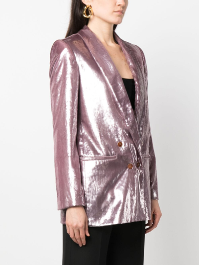 Shop Alysi Shawl-lapels Double-breasted Blazer In Purple