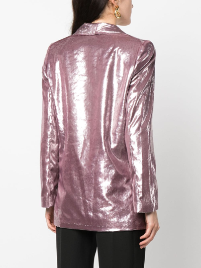 Alysi Shawl-lapels Double-breasted Blazer In Purple