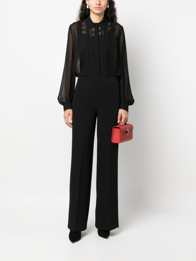 Shop P.a.r.o.s.h Mid-rise Palazzo Pant In Black