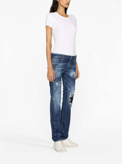 Dsquared2 Mid-rise Distressed Jeans In Blue