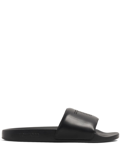 Shop Tom Ford Perforated-logo Leather Slides In Black