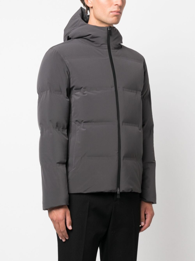 Shop Herno Feather-down Padded Hooded Jacket In Grey