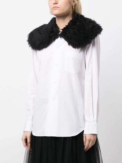 Shop Comme Des Garçons Contrasting-collar Long-sleeve Shirt In White