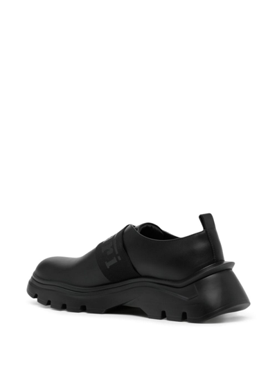 Ferrari Logo-strap Leather Sneakers In Black