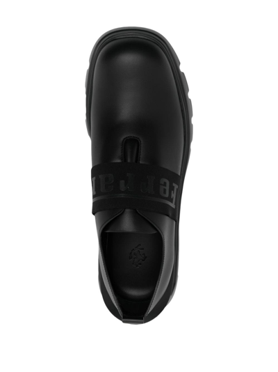 Shop Ferrari Logo-strap Leather Sneakers In Black
