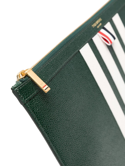 Shop Thom Browne Medium 4-bar Stripe Document Holder In Green
