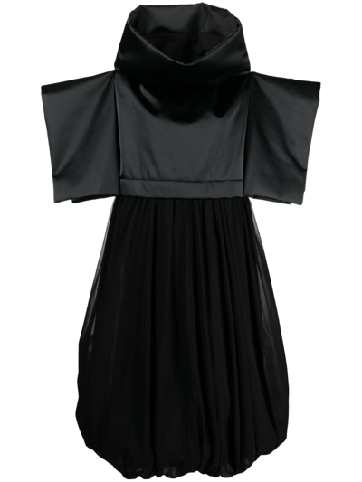 Shop Comme Des Garçons Wide-sleeves Puffball Midi Dress In Black