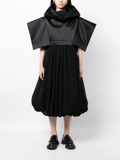 Comme Des Garçons Wide-sleeves Puffball Midi Dress In Black
