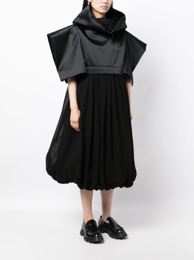 Comme Des Garçons Wide-sleeves Puffball Midi Dress In Black
