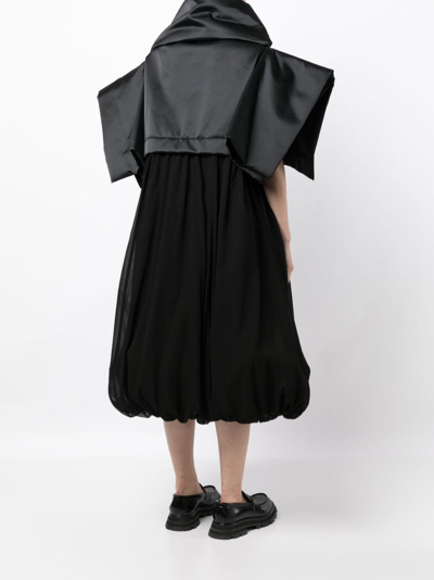 Comme Des Garçons Wide-sleeves Puffball Midi Dress In Black