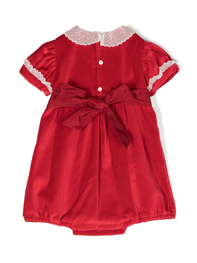 Shop Mariella Ferrari Lace-trim Velvet Cotton Shorties In Red