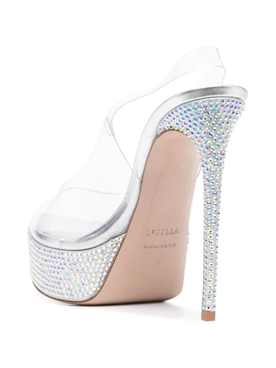 Shop Le Silla Uma 140mm Crystal-embellished Sandals In Silver