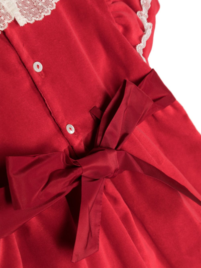 Shop Mariella Ferrari Lace-trim Velvet Cotton Shorties In Red