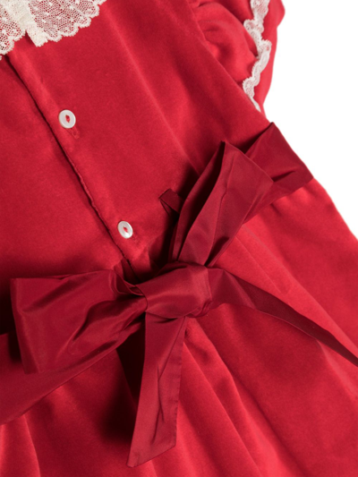 Mariella Ferrari Lace-trim Velvet Cotton Shorties In Red