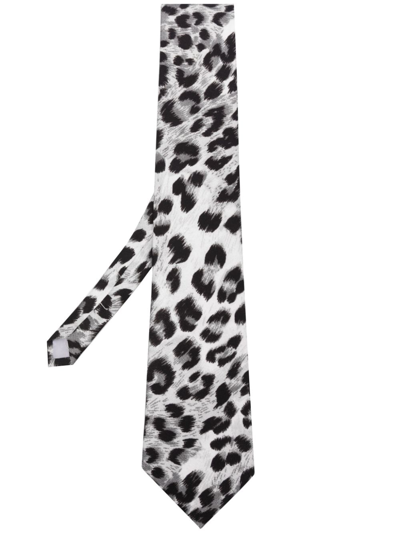 Shop Fursac Leopard-print Silk Tie In Black