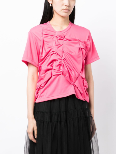 Shop Comme Des Garçons Asymmetric Gathered-detailing T-shirt In Pink