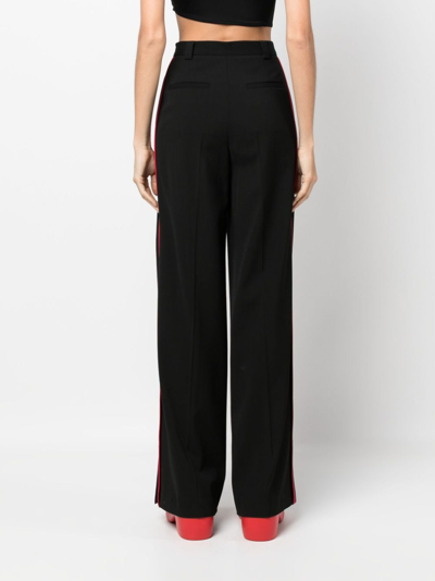 Shop Red Valentino Stripe-detailing Tailored-cut Trousers In Black