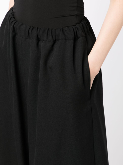 Shop Comme Des Garçons Cropped Wide-leg Wool Trousers In Black