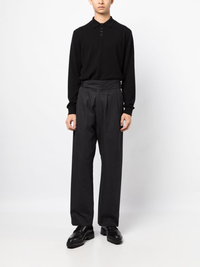 Giorgio Armani Polo-collar Cashmere Jumper In Black