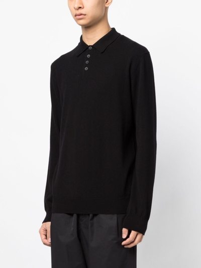 Shop Giorgio Armani Polo-collar Cashmere Jumper In Black