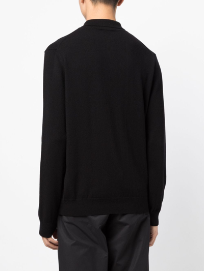 Shop Giorgio Armani Polo-collar Cashmere Jumper In Black