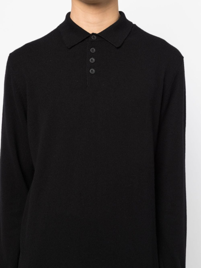 Shop Giorgio Armani Polo-collar Cashmere Jumper In Black